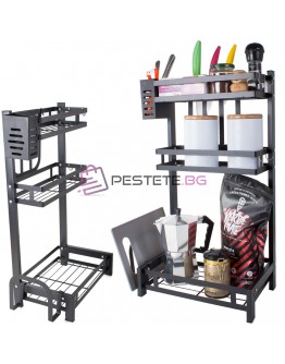 Кухненски рафт органайзер триетажна стойка за подправки лофт